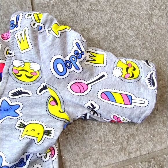 Emily West Girls Multicolored Reversible no size tag Emoji/Crazy Blue FlowyDress - Picture 5 of 11